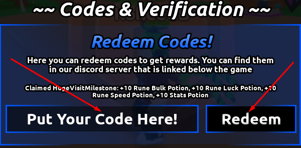The codes & verification section in Eternal Stats