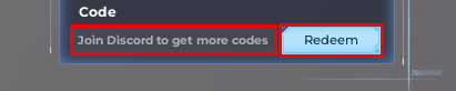 Anime Raid enter codes box and redeem button