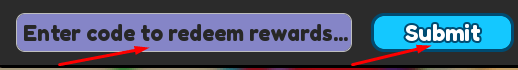 Enter code to redeem rewards box and Submit button to redeem codes in Stickman TD