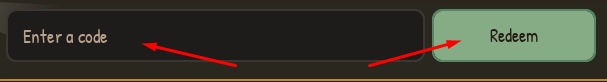 Enter a code box and Redeem button to redeem codes in Make Rugs!