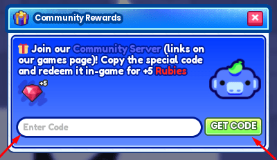 The Enter Code box and GET CODE button in Plant Incremental