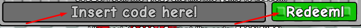Insert code here box and Redeem! button to redeem codes in Survive a Plate