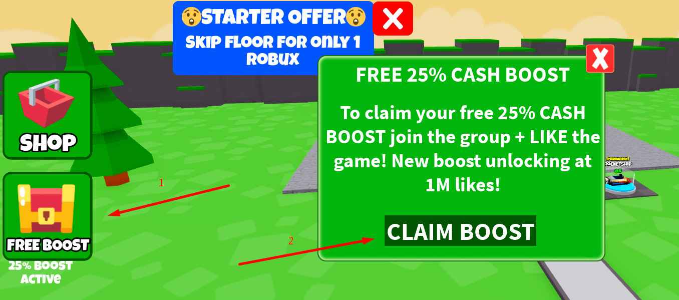 Millionaire Empire Tycoon interface to claim 25% cash boost