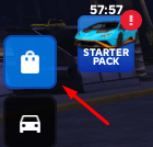 The blue shop button in Car Zone