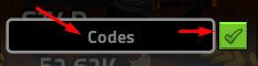 The Codes box and green check button in Slasher Loot