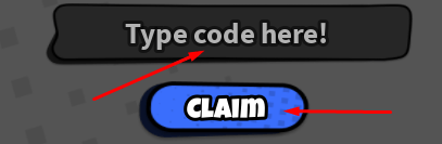 Type code here! box and Claim button to redeem codes in Run from Blackhole!