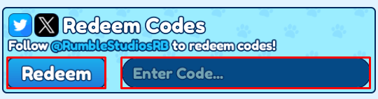Bubble Gum Simulator INFINITY enter codes box and redeem button
