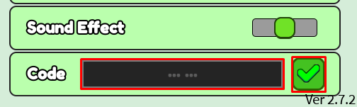 Be A super Brainrot enter codes box and green tick icon