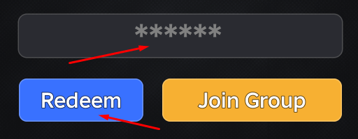 ****** box and Redeem button to redeem codes in Ride Storm