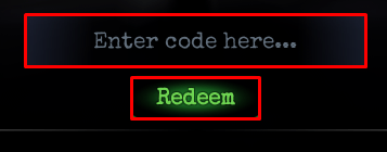 evil plate game enter codes box and redeem button