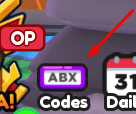 The Codes button in Pull a Sword