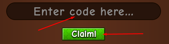 Enter code here box and Claim! button to redeem codes in Grow a Garden 2