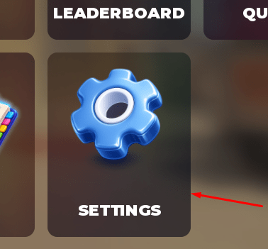 The SETTINGS button in MUSOR DROP