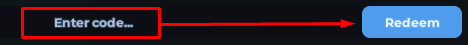 The "Enter code" box and Redeem button in PIONEER