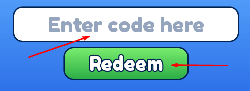 Enter code here box and Redeem button to redeem codes in Tap Simulator REBORN