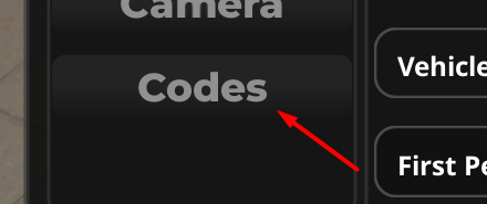 The Codes button in Drift 36