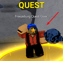 The Freezeburg Quest Giver NPC in Blox Fruits