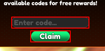 Summon Heroes enter codes box and claim button