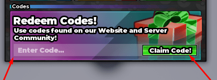 The Enter Code... box and Claim Code! button in Pokémon Bronze Forever