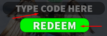 TYPE CODE HERE box and REDEEM button to redeem codes in Untitled Wheelie Game Testing