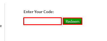 LegacyVerse enter codes box and redeem button