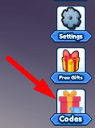 The Codes button in Collect Plushies For UGC