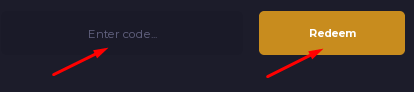 Enter code box and Redeem button to redeem codes in CardFantasy RNG