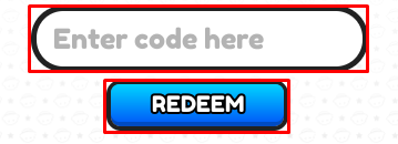 AFK for FREE UGC enter codes box and redeem button