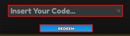 Anime Hunters enter codes box and redeem button