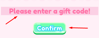 The "Please enter a gift code!" box and Confirm button in My Hello Kitty Cafe