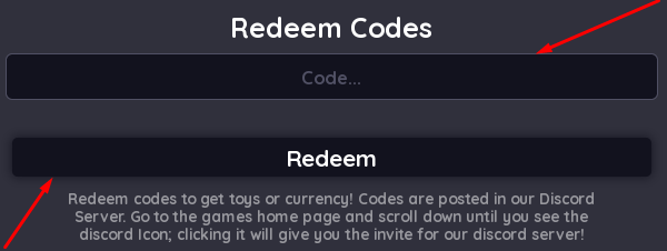 The code.. box and Redeem button in Launch Things And People
