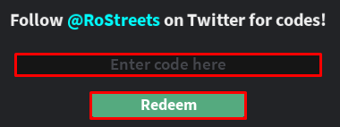 RoStreets enter code box