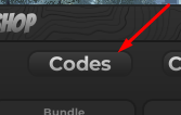 The Codes button in Ride Haven