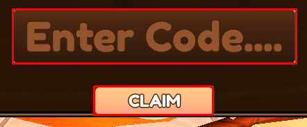 Anime Chefs enter codes box and claim button