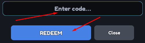 Enter code box and REDEEM button to use codes in Rust Blaster
