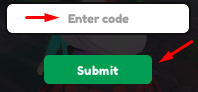 The "Enter code" box and Submit button in Disaster Island Survival