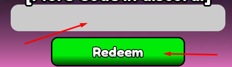 Text box and Redeem button to redeem codes in Backroom Tower Defense