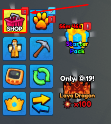 Pickaxe Simulator shop button