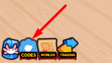 The Codes button in Axolotl Cleaning Tycoon