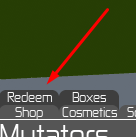The Redeem button in Tower FL