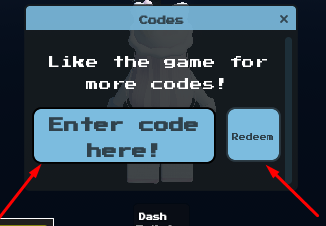 The Enter code here! box and Redeem button in Undertale Mania RPG