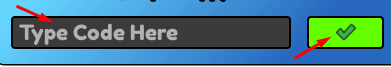 The "Type Code Here" box and check button in MEGA Sword Evolution