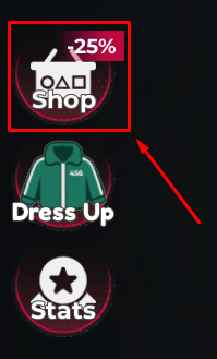 Squid Game X shop button