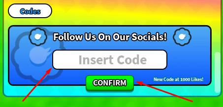 The Insert Code box and CONFIRM button in Celebrity Look Alike