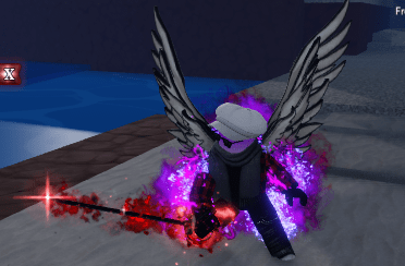 My character holding the Gryphon in Sailor Piece