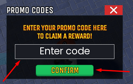 The Enter code box and CONFIRM button in Muscle Military