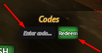 The Enter code... box and Redeem button in Grand Blue