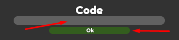 Text box and Ok button to redeem codes in Trade Strength Simulator