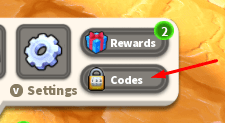 The "Codes" button in Pet Fighters