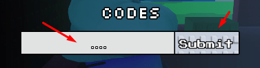 The empty "CODES" box and Submit button in YEETBACK
